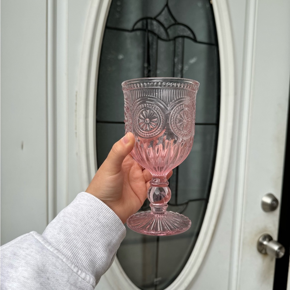 Chic Pink Glass Goblet